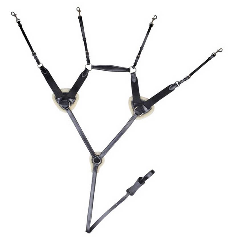 Poprsník s gumou, kožený, podložený barančekom, HKM