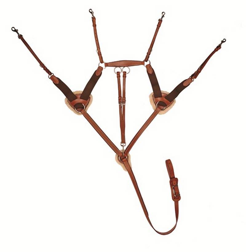 Poprsník s gumou, kožený, podložený barančekom, HKM