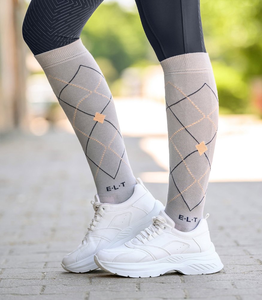 Jazdecké podkolienky Argyle, ELT – chrómovo sivá