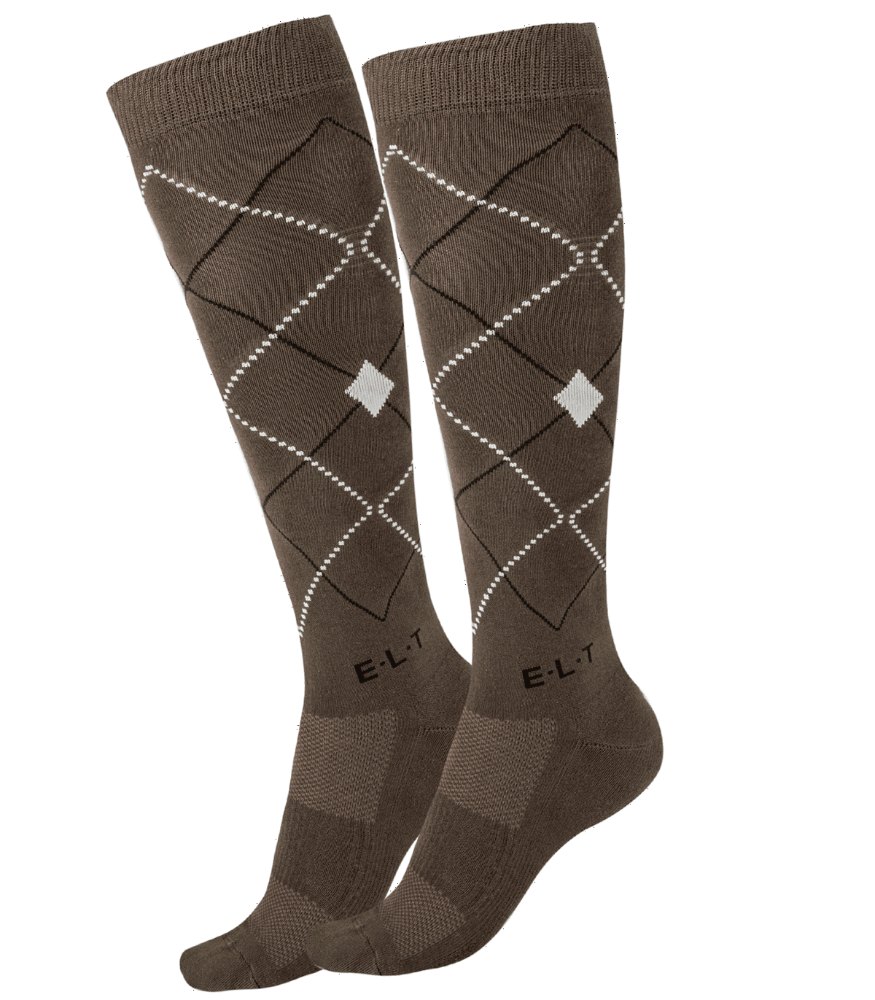 Jazdecké podkolienky Argyle, ELT – zeleno-hnedá