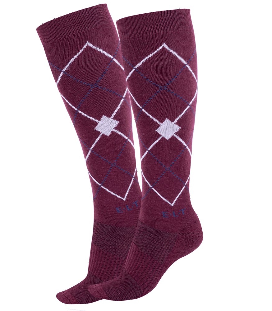 Jazdecké podkolienky Argyle, ELT – zamatovo červená
